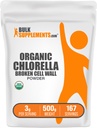 Bulk Supplements.com Organic Chlorella Powder - Broken Cell Wall, Green Superfood Powder, Chlorella Supplement - Gluten Free, 3g per Serving, 500g (1.1 lbs) (Pack of 1)