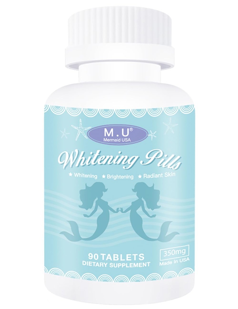 M.U Magiske Whitening piller til hud - Supplement -3 gange bedre End glutathion - Fokus på Clear Glossy Brightening and Smoothy Skin Support - Dark Spot Remover Acne & Acne Scar Remover - Ikke GMO