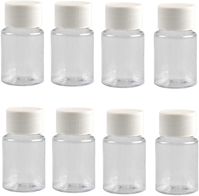 12PCS 30ML 1OZ Transparent Tom plast flasker med hvid skrue Cap Solid Powder Kapsler Pill Tablet Holder opbevaringsboks Genopfyldelig Portable Holdbar Container Jar Pot til rejser Dagligt liv