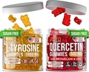 L- Tyrosine Gummies + Quercetin Gummies - L Tyrosine Supplement, Quercetin med C-vitamin - Focus Gummies og immunforsvar Gummies - 60 L- Tyrosin til børn Gummies, 60 Quercetin med zink Gummies