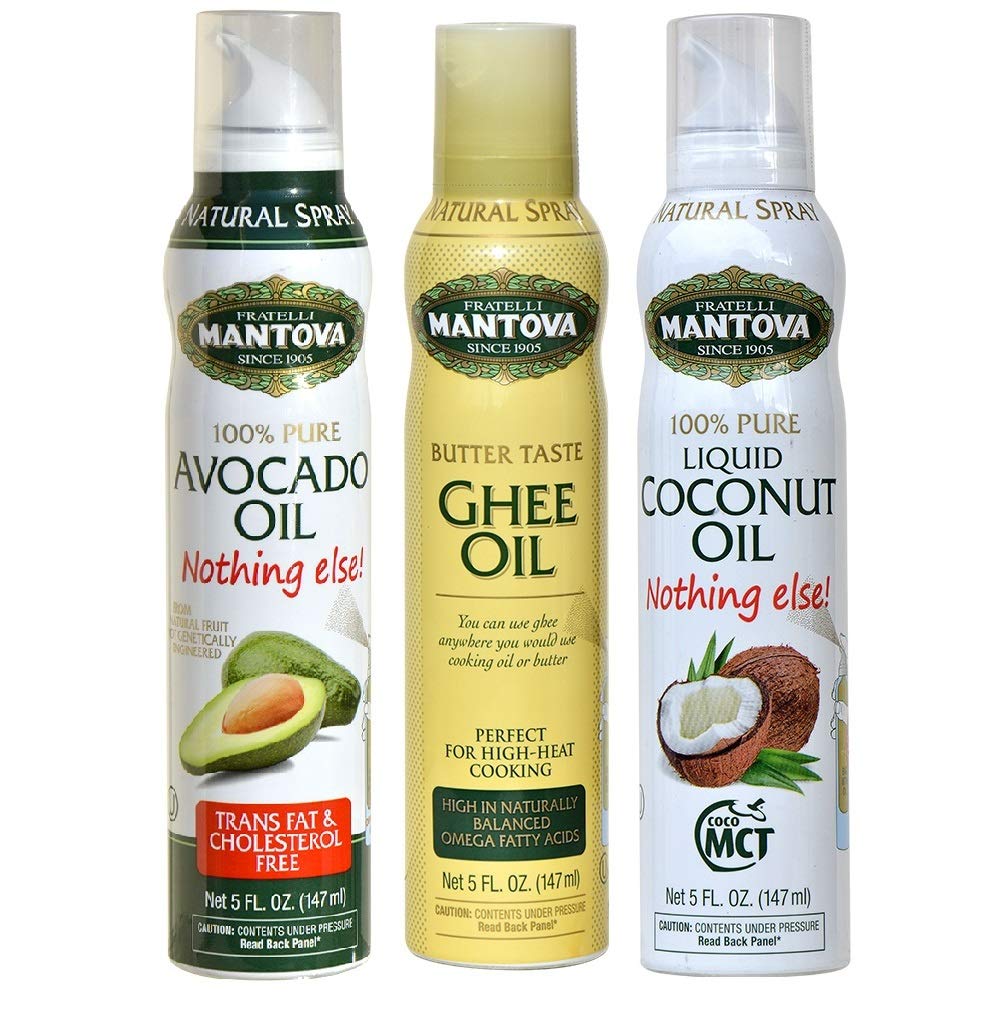 Mantova Keto Spray Oil Set (Avocado, Ghee, Coconut MCT) olie), pakning med 3 stk.