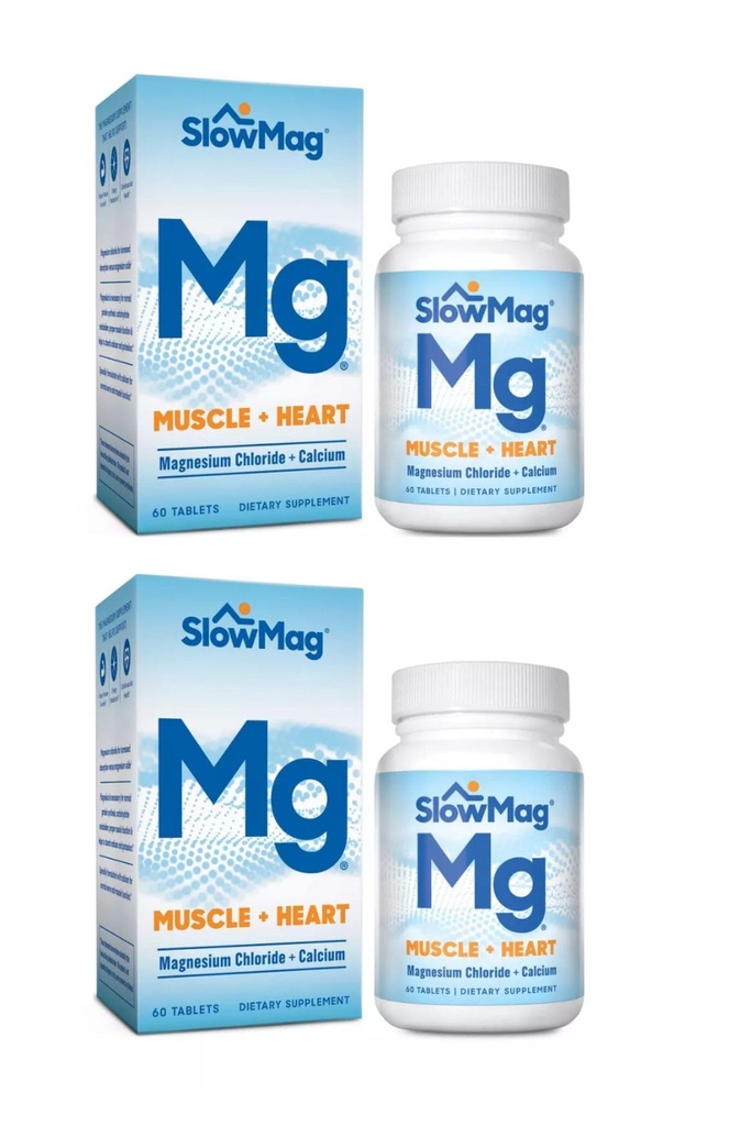 BlowMag Mg Muskel + hjerte, understøtter muskelafslapning og hjerte sundhed. Magnesiumchlorid + kalcium, tabletter med let frigivelse, let at Absorbere og blid på Maven. 60 Tæl (pakke med 2)