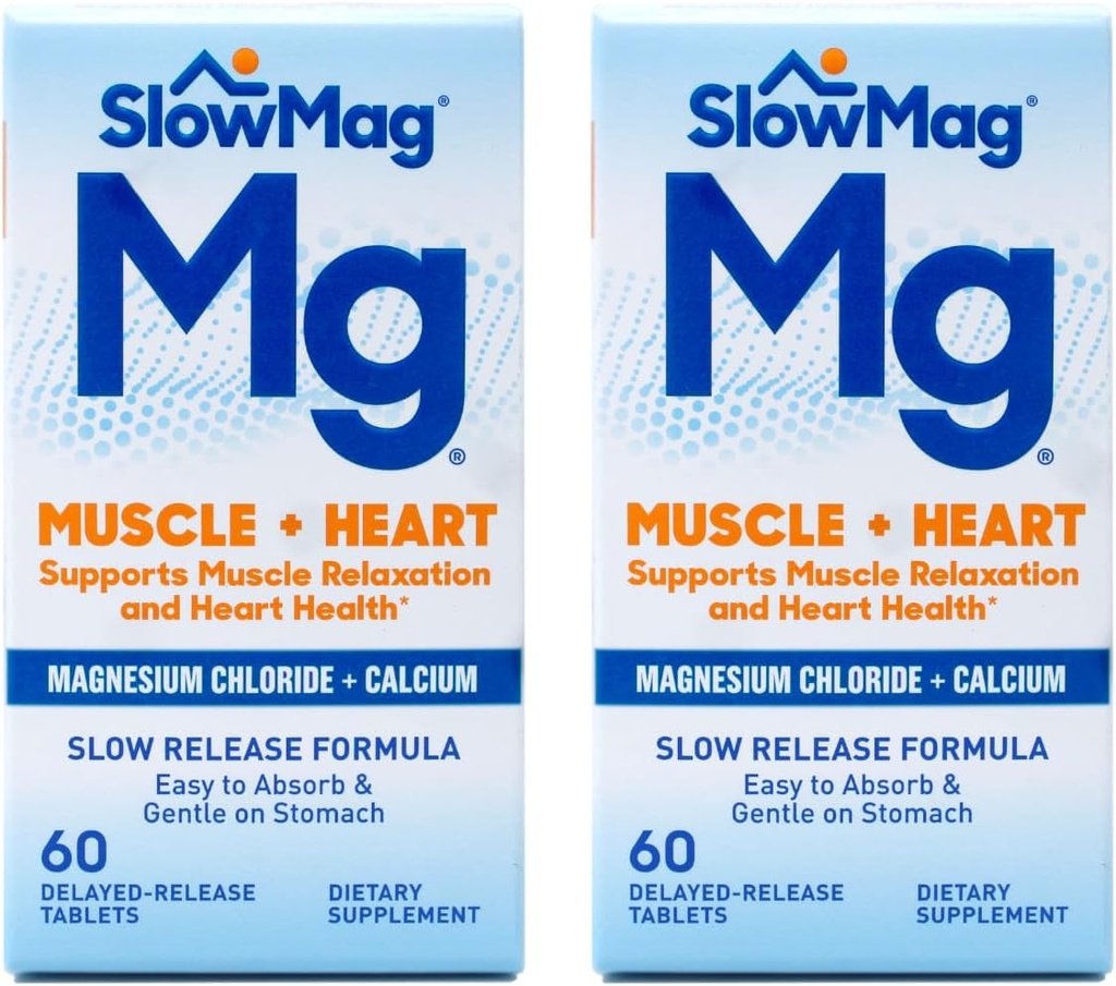 BlowMag Mg Muskel + hjerte, understøtter muskelafslapning og hjerte sundhed. Magnesiumchlorid + kalcium, tabletter med let frigivelse, let at Absorbere og blid på Maven. 60 Tæl (pakke med 2)