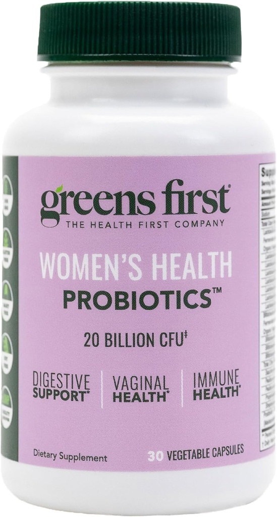 Green First Women 's Health Probiotika - Probiotisk for pH Balance - 20 Millioner CFU - Støtte til fordøjelse, immunforsvar og vaginal sundhed non-GMO / gluten- fri / Dairy- fri / soy- fri (30 vegetabilske kapsler)