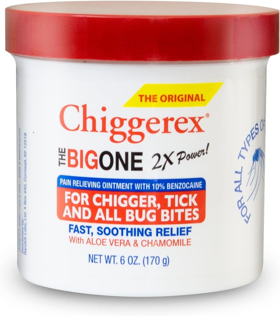 Chiggerex 2X Power førstehjælp Medicated Salve til Chiggers, Mosquito Bites, Ticks og Bug Bite Relief med Aloe Vera & Kamille, 6 oz
