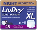 LivDry Voksen XL Inkontinens Undertøj, Overnatning Comfort Absorption, Lækbeskyttelse, X- Large, 48- Pack
