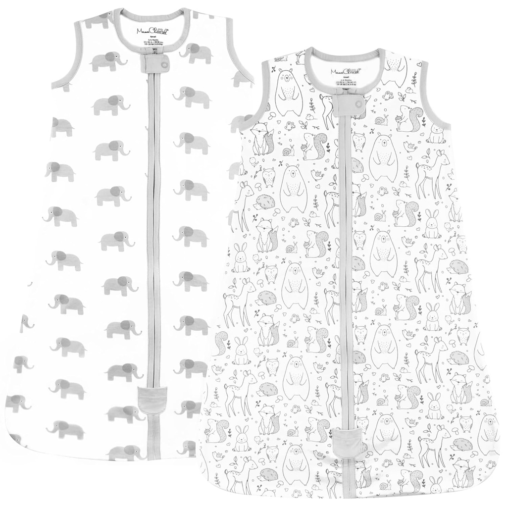 Mama Cheetah Baby Sleep Sack 0.5 TOG, Organic Cotton Baby Wearable Blanket med Two- Way lynlås, Swaddle Transition Baby Sovepose til nyfødte Infant Toddler Boy Girl, 6-12 måneder