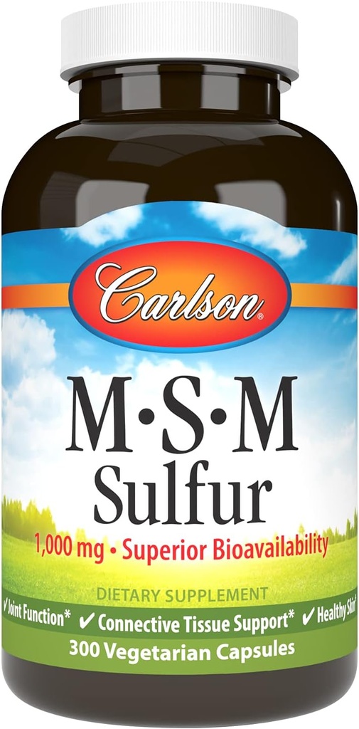 Carlson - M- S- M svovl, 1000 mg - Superior Biotilgængelighed, Fælles funktion, Connective Tissue Support & Sund Hud, 300 Vegetariske kapsler