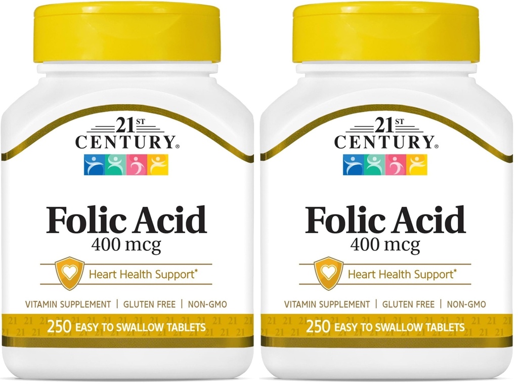 21. århundrede folinsyre 400 mcg tabletter, 250 greve (pakke med 2)