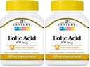 21. århundrede folinsyre 400 mcg tabletter, 250 greve (pakke med 2)