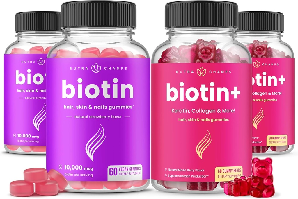NutraChamps Biotin & Biotin+. The Complete Duo for Hair, Skin and Nails. Biotin, Collagen, Keratin & More