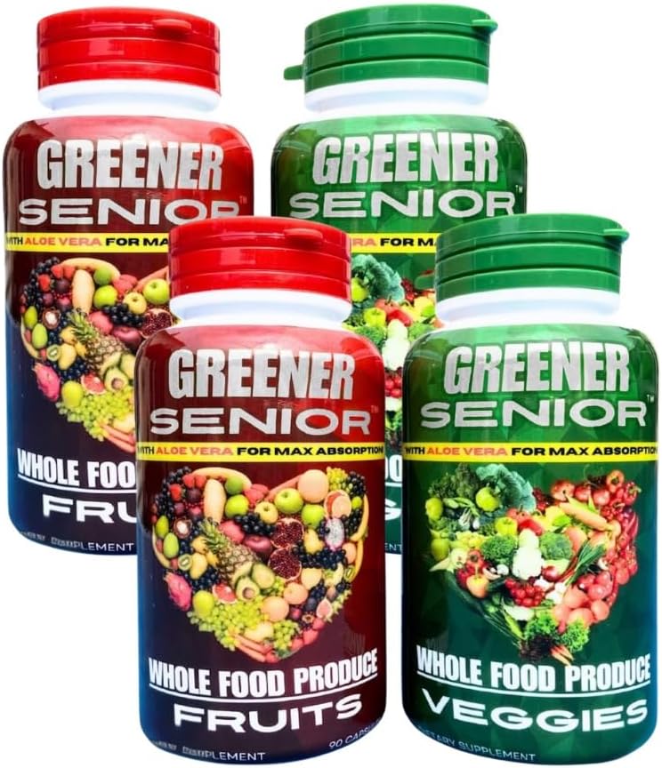 Frugt & Veggie hele kosttilskud - Formuleret til seniorer, mænd og kvinder, for Max Absorption - 90 Frugtkapsler og 90 Veggie kapsler - 2 sæt