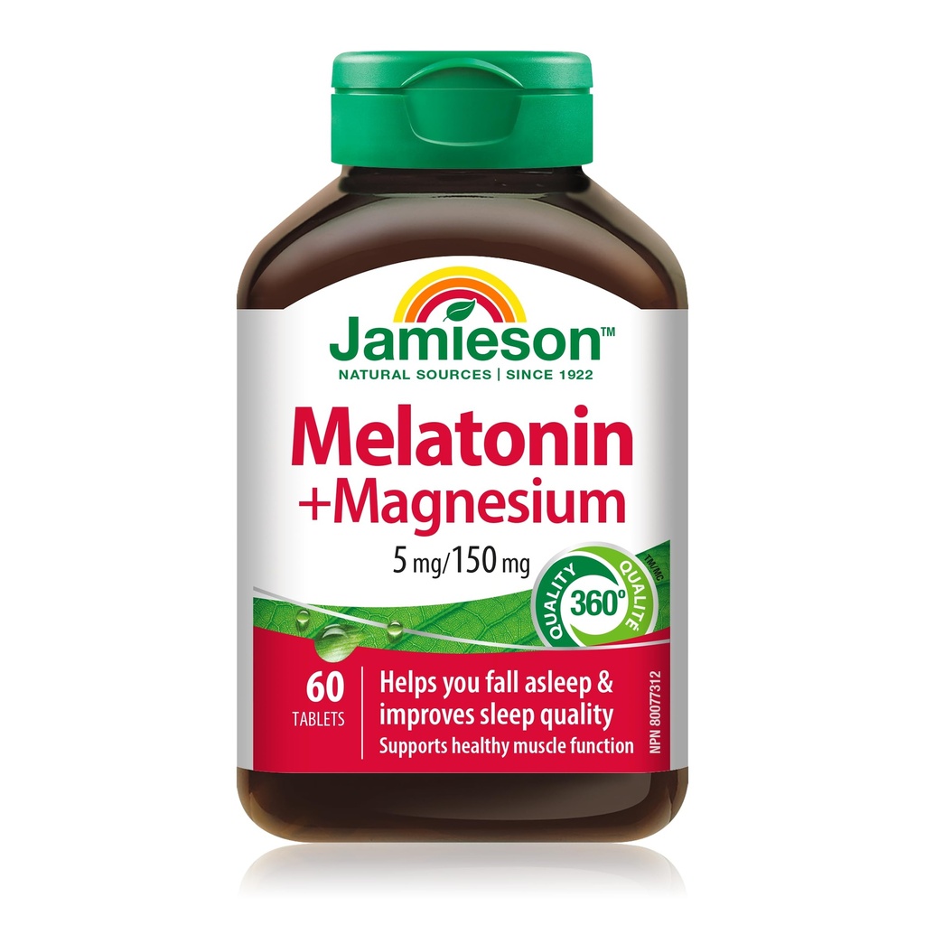Jamieson Melatonin med Magnesium 5mg / 150mg, 60 tabletter