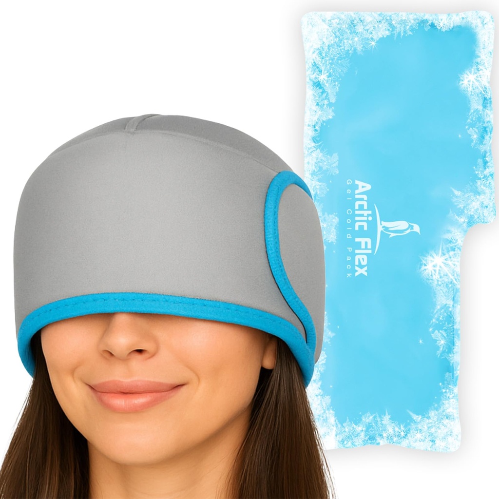 Vive Migræne Relief Cap - Hot & Cold Compression Hat for Hovedpine - Full Head Ice Wrap Beanie & Eye Mask for Spænding & Pressure Relief - Kølebånd - Genanvendelige & Fleksible Soft Gel pakker