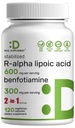 DEAL SUPPLEMENT R Alpha Lipoic Acid 600 mg med Benfotiamin 300mg per servering, 120 Veggie Kapsler - 200mg R- ALA per kapsel - Antioxidant supplement til energi & nervesystem support