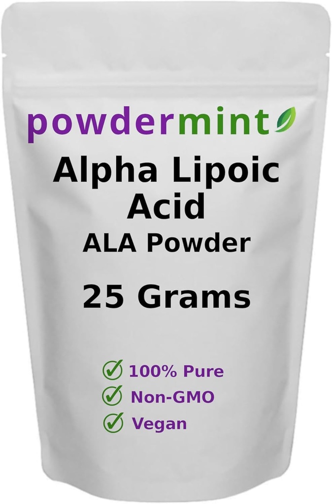 Alpha lipoinsyre pulver (RS- ALA, Pure ALA) (multiple størrelser) Antioxidant (ALA pulver) Scoop inkluderet
