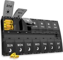 XL Stor Pill Organizer 7 Dag, Ugentlig Medicin Pill Box 2 gange en dag Am Pm Pill sag Organizer 14 Compartments med hængslede låg Design Daily Box Pill dispenser for Fish Oil / Supplements (Black)