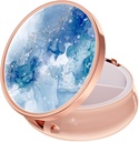Rouidr Pill Box, 3 Segment Medicine Pill Case, Lille Metal Travel Medicine Box for purse & Pocket, Rose Gold, Light Luxury Blue