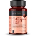 pureclinica Grape Seed Extract 300mg x 180 Tablets - 90% Oligomeric Proanthocyanidin. 300% stærkere end almindelig gråsæd.