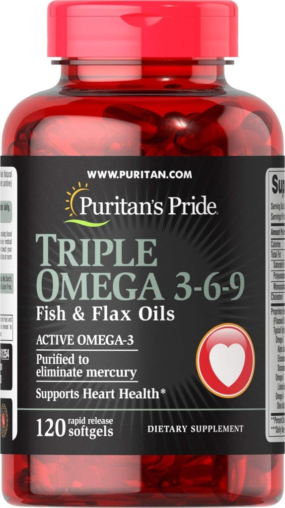Puritan 's Pride Triple Omega 3-6-9 Fish & Flax Oliils