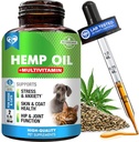 Cat & Hampp Oil Drops med Multivitamin - Pet Calming Anti Angst & Hip og fælles smertestillende og Anti Stress Support - Natural Liquid Supplement (2 oz)