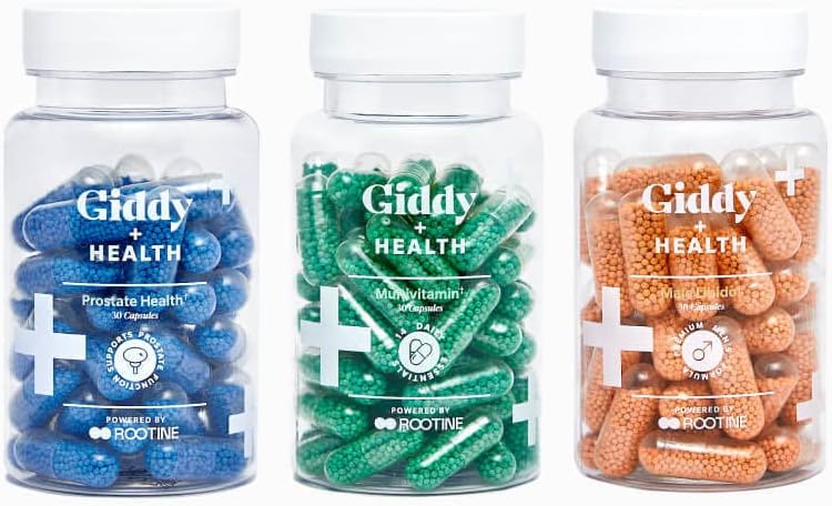 Giddy + Health Mænds Complete Bundle Buddy 124; Multivitamin, Libido Boost, Prostate Health (30- Day Supply)