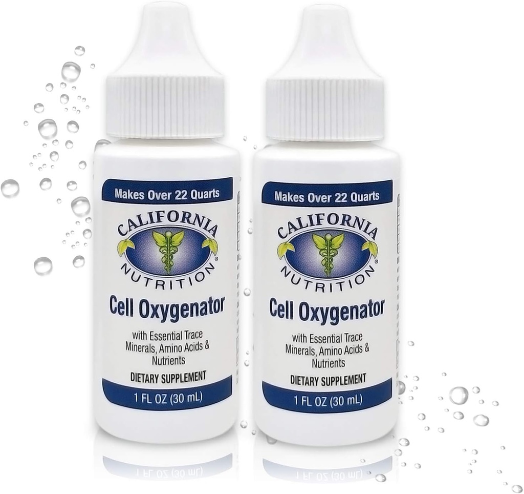 Cell Oxygenator 1 Fl Oz Flaske (pakke med 2), Flydende Oxygen Drops Daglige næringstilskud for større immunsystem, Spormineraler og Aminosyrer til atleter Sport