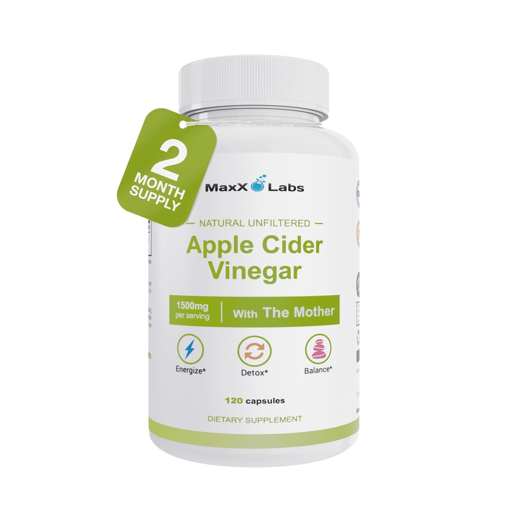 Apple Cider eddike kapsler med mor, 1500mg ACV piller, hjælper med at forbedre energi, støtte bestræbelser på at forbedre immunitet og fordampning høj potens, non-GMO, gluten- fri - 60-dages forsyning