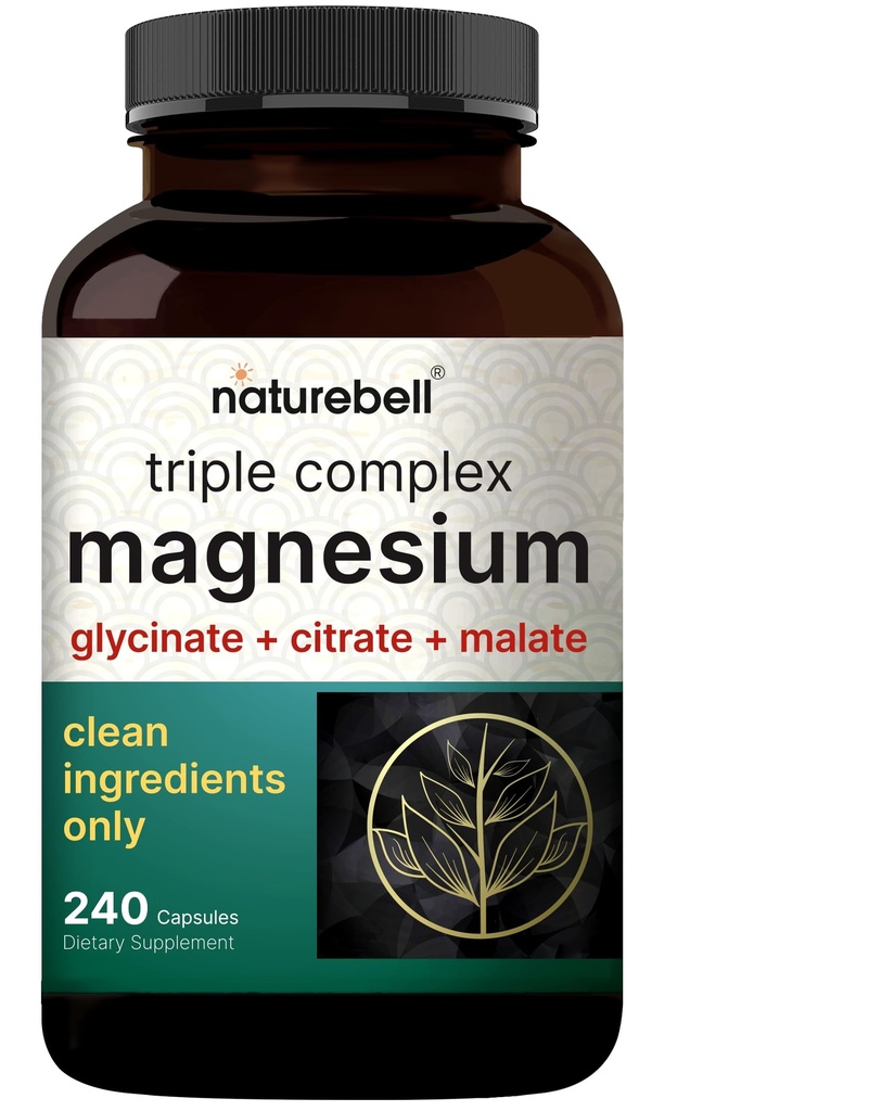 Magnesium Complex 1. 000mg, 240 Capsules Name 124; Triple Magnesium Complex with Glycinate, Citrate, Malate Beeg 124; Chelated & Renset; 124; Knogler, Hjerte & Muskelstøtte
