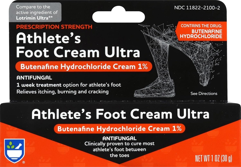 Rite Aid reception Styrke Foot Care Butenafine Cream - 1 oz, Antifungal Cream, Jock Itch Behandling, Treats Atlete s Foot Cream Ekstra Styrke