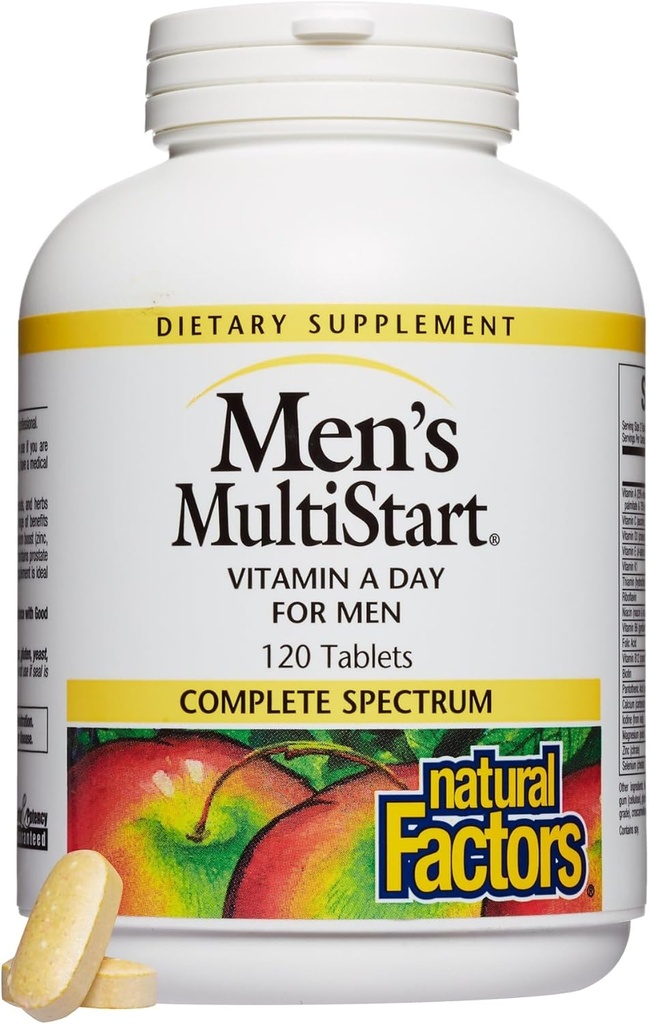Naturlige faktorer, Mænds MultiStart Daglige Multivitamin, Nutritional Support til immunsundhed og energi, 120 tabletter (60 portioner)