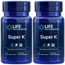 Life Extension Super K, Vitamin K1, Vitamin K2 mk- 7, Vitamin K2 mk-4, Vitamin C, Bone / Heart / arteriel Sundhed, 3- Month Supply, Gluten- Free, 1 Daily, Non- GMO, 90 softels (Pack of 2)