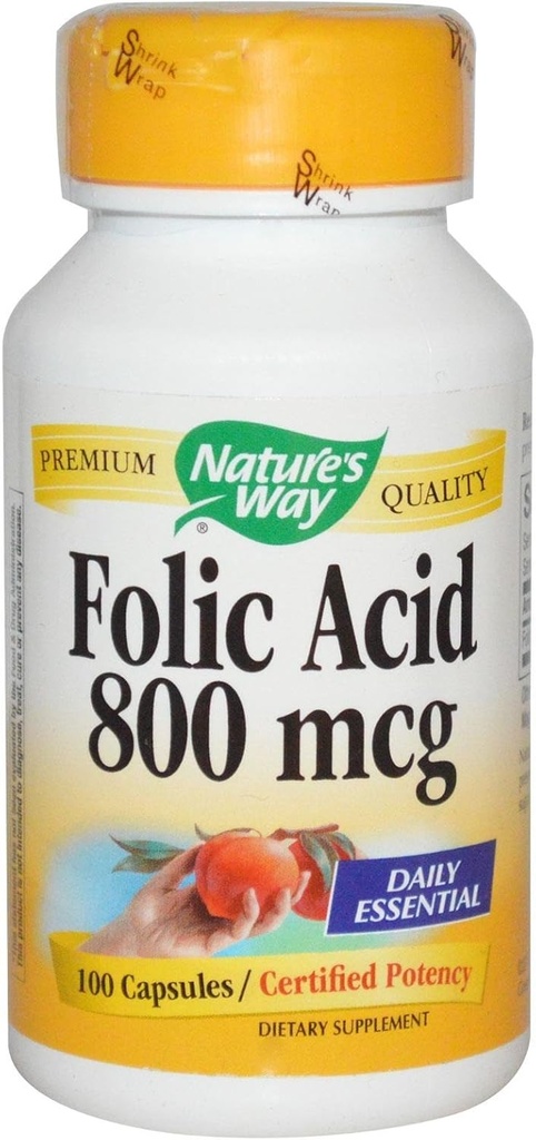 Nature 's Way Folinsyre 800mcg 100 kapsler (pakke med 2)