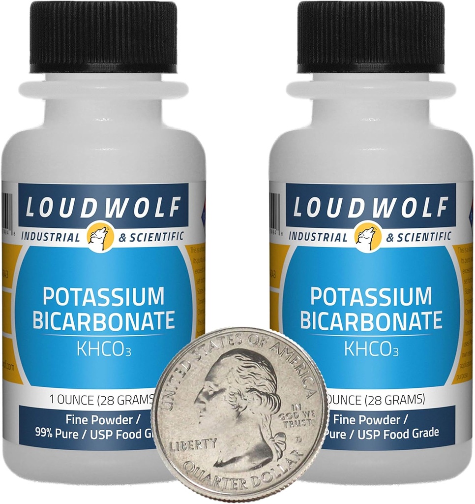 Kalium Bicarbonat / 2 Ounces / 2 Flasker / 99% Pure USP Food Grade / Fint pulver