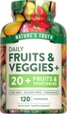 Nature's Truth Fruit and Veggies Supplement | 120 Vegetarian Capsules | 20+ Fruits & Vegetables | Vegetarian, Non-GMO, and Gluten Free Supplement