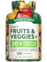 Naturens Truth Fruit and Veggies Supplements 124; 120 Vegetariske Capsules; 124; 20 + Frugter & Grøntsager; 124; Vegetarer, Non- GMO, og Gluten Free Supplement
