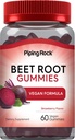 Piping Rock Beet Root Gummies | 60 Count | for Men and Women | Nitric Oxide Supplement | with Vitamin C and Black Pepper | Strawberry Flavor | Vegan, Non-GMO, Gluten Free
