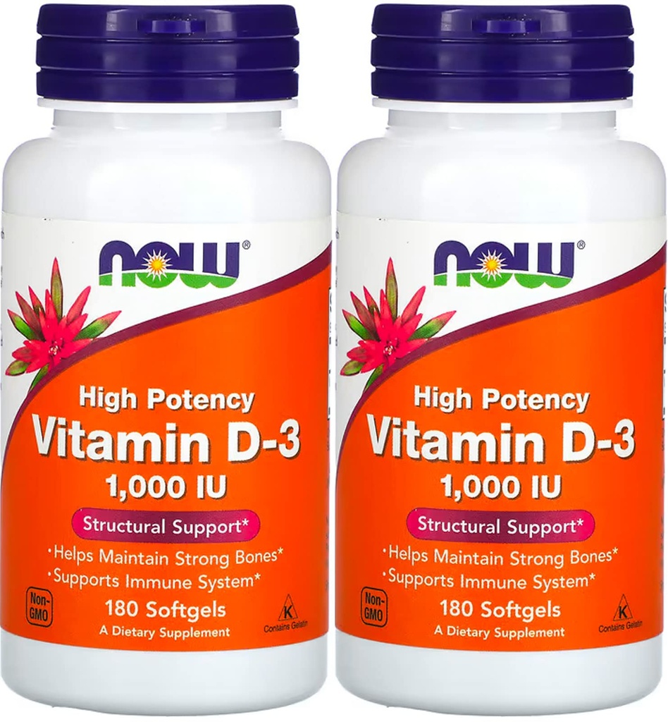 Now Foods - Vitamin D3-1000iu (180 softgel) 2 PAKNING