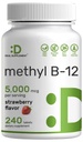 DEAL SUPPLEMENT Methyl B- 12 Vitaminer 5000 mcg, 240 tyggetabletter - Aktiv Form - Strawberry Flavored - Energy Support & Brain Health Function - Vegetar & GMO Free