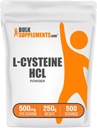 BulkSupplements.com L- Cysteine HCl Powder - NAC Supplement, Aminosyretilskud - Gluten Free, 500mg per servering, 250g (8,8 oz) (pakning med 1)