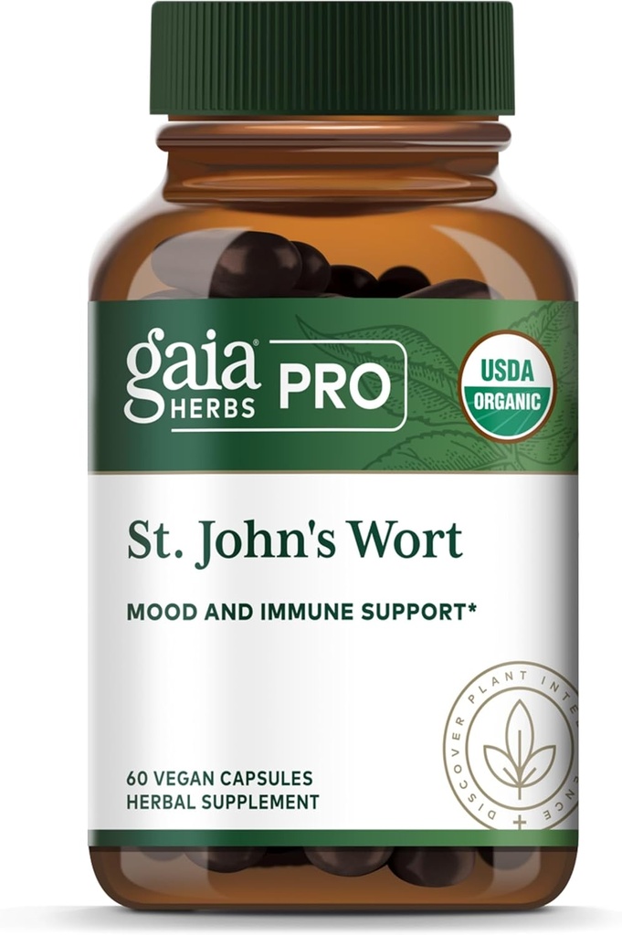 Gaia urter Pro St. John 's Wort - Sund immunsystem Support - Health Supplement med Organic St John' s Wort - 60 flydende Phyto- Caps (30 Servere)