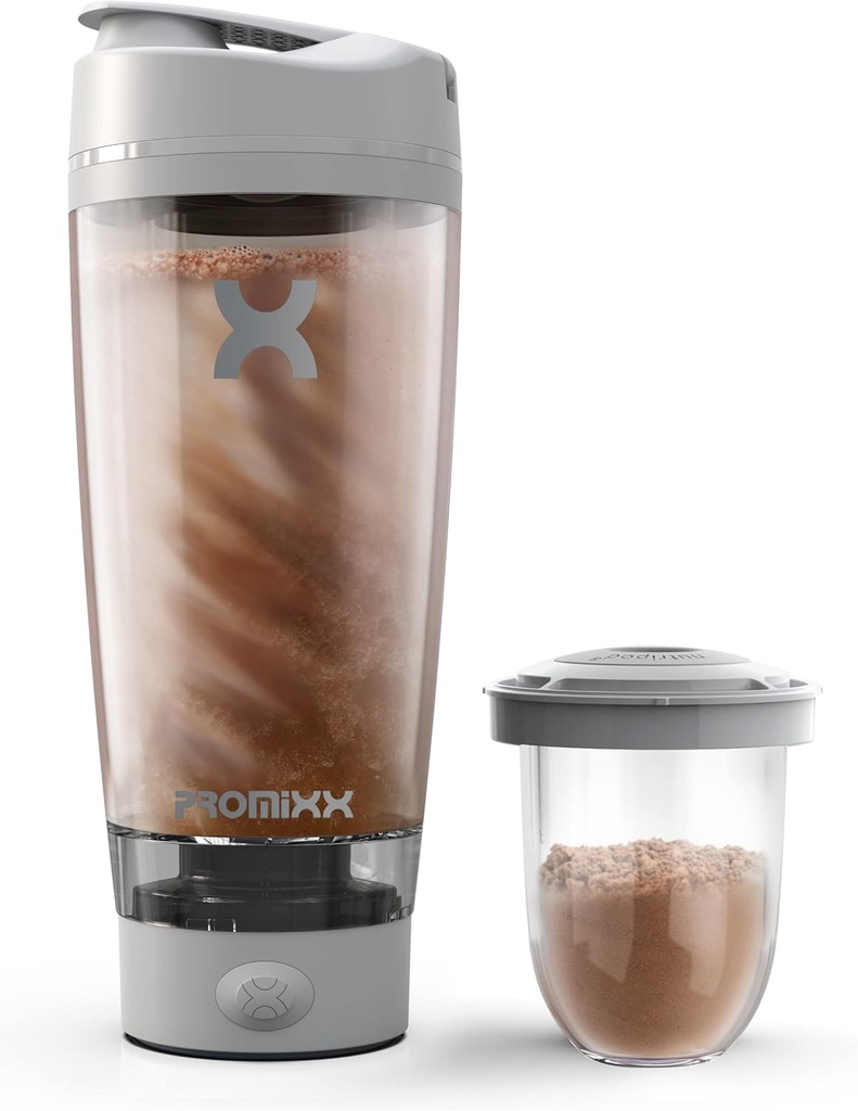 Promixx Pro Shaker Bottle er 124; Genopladelig, kraftfuld for Glat Protein Shakes er 124; omfatter Supplement Storage - BPA Gratis Buddy 124; 20oz Cup (Cool Gray)