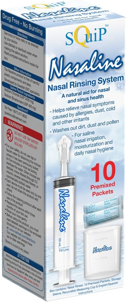 Squip Nasaline Nasal Rinsing System med 10 Premixed Saline Pakninger