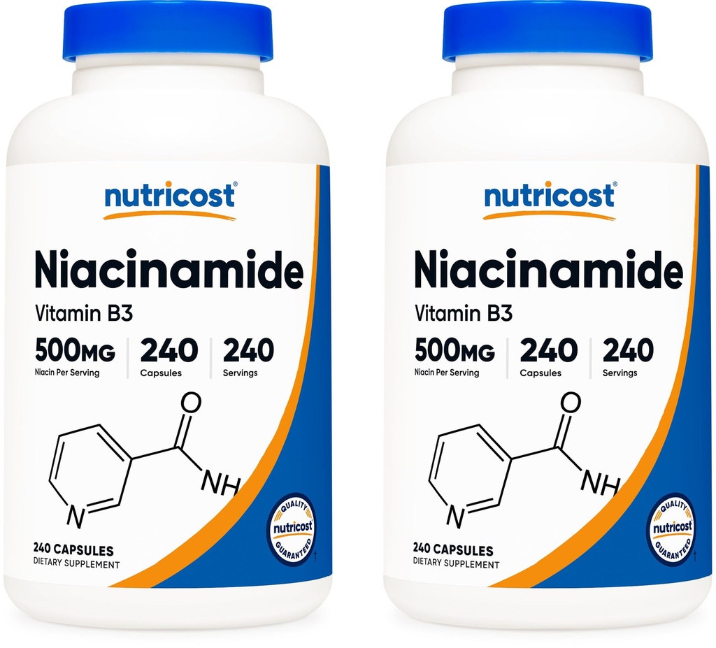 Nutricost Niacinamid (vitamin B3) 500 mg, 240 kapsler (2 flasker)