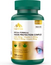 Lutein og Zeaxanthin Kosttilskud - 6 i 1 Vision Protection Complex med Lutein 20mg, Zeaxanthin, Astaxanthin, Crocin, Vitamin C & E, 120 Softgels, Non- GMO, Gluten- Free, Understøtter Eye Health