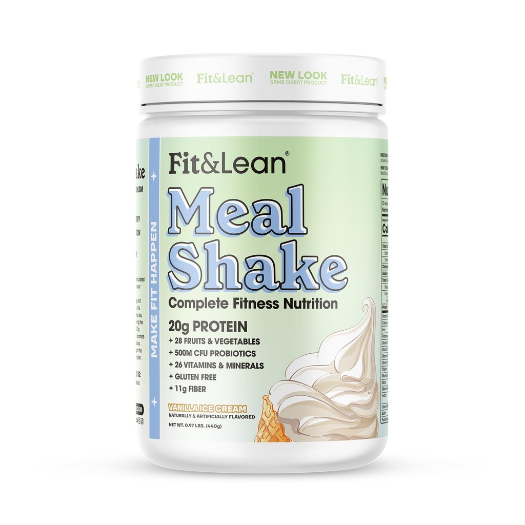 Fit & Lean Meal Shake, Fat Burning Meal Erstatning, Protein, Fiber, Probiotika, Vanilla, 1lb, 10 Servere pr Container