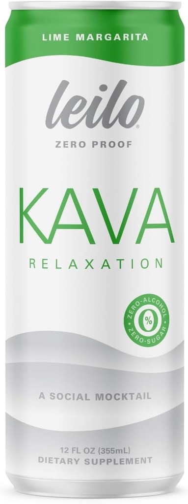 LEIO - 124; Kava drevet Lime Margarita Mocktail Drink 124; 12- Pack - Sukkerfri & Non- ALC Functional Relaxation Support