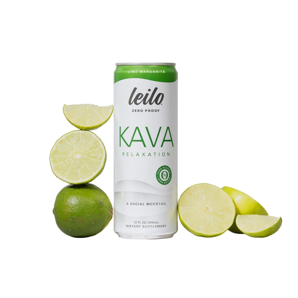 LEIO - 124; Kava drevet Lime Margarita Mocktail Drink 124; 12- Pack - Sukkerfri & Non- ALC Functional Relaxation Support