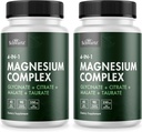 BioSchwartz Magnesium Complex Supplement (2 Pack) 350 mg Magnesium Glycinat Citrate Malat og Taurat Per servering for sunde nerver Muskler Heart Sleep Support (Vegan, Gluten- Free, Non- GMO)