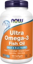 Now Foods Supplements, Ultra Omega-3 Molekulært Destilleret og Enteric Coated, 180 Softgels